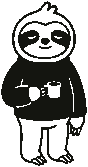 Perezoso con taza de café